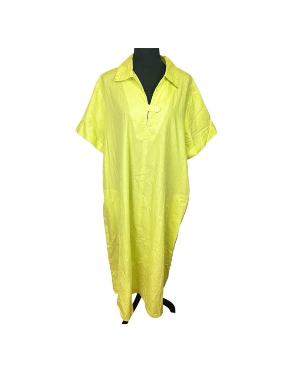 Banana Republic Cotton Tab Poplin Trapeze Maxi Shirt Dress Sz XXL Collared Yello - Picture 2 of 11